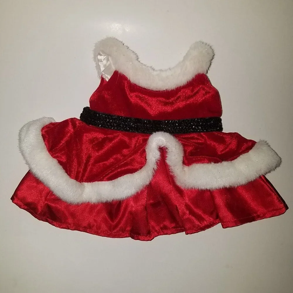 BABW Brown Girl Reindeer Plush Wearing Red Santa Dress Build-A-Bear Christmas